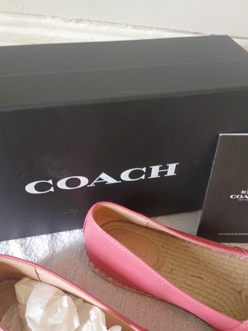 COACH Women's Pink Leather Espadrille Slip-Ons - Picture 2 of 11